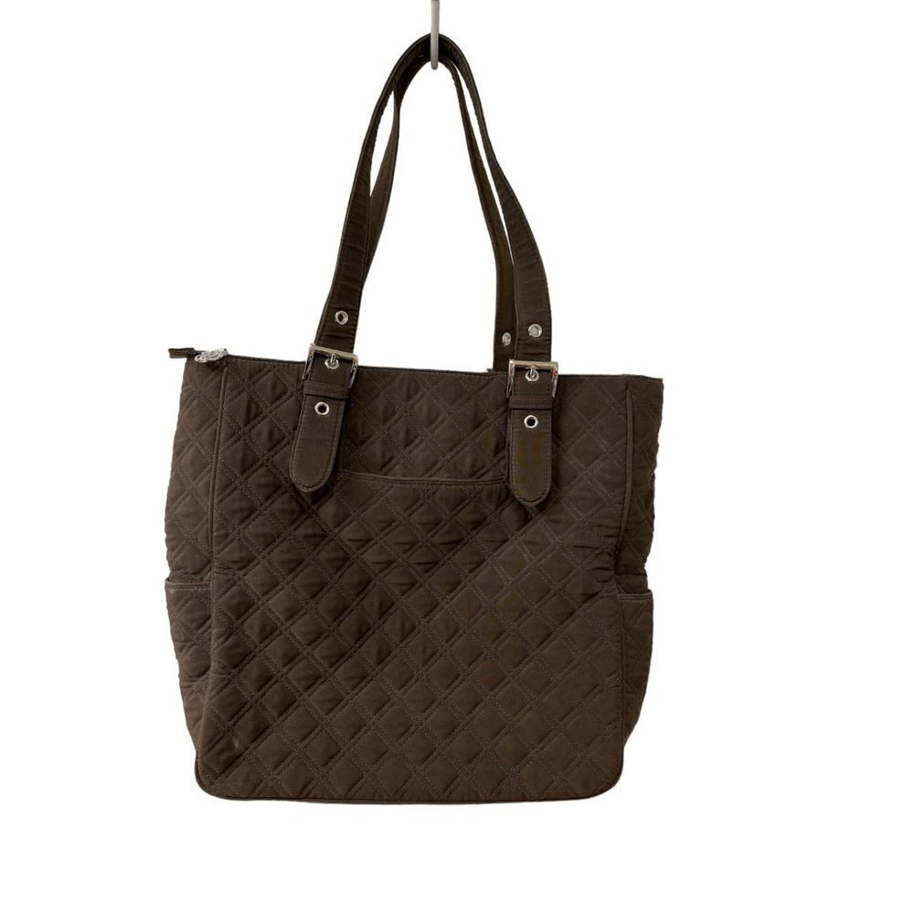 Vera Bradley Brown Quilted Microfiber Large Tote Classic Bag